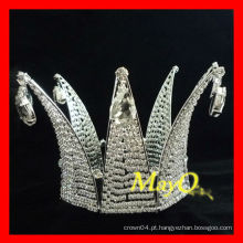 Moda diamante artesanal plena representação tiara coroa, real diamante pageant coroa, metal reis coroa